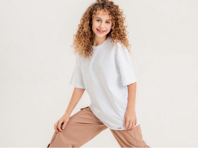 - 8-14 Yaş Kız Çocuk Oversize Basic Tshirt - Beyaz