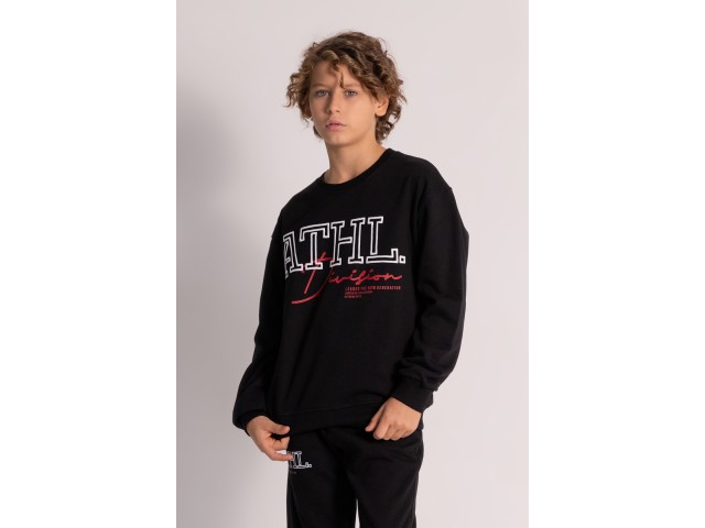 * 10-15 Yaş Erkek Çocuk Athletic Sweat - Siyah