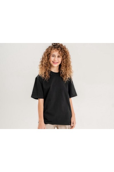 - 8-14 Yaş Kız Çocuk Oversize Basic Tshirt - Siyah