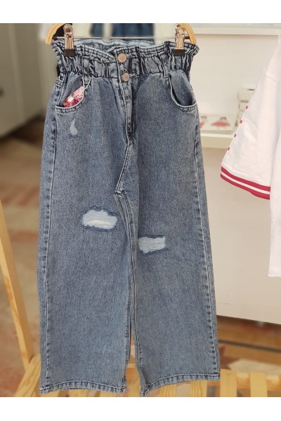 8-16 Yaş Kız Çocuk Yüksek Bel Denim Jean