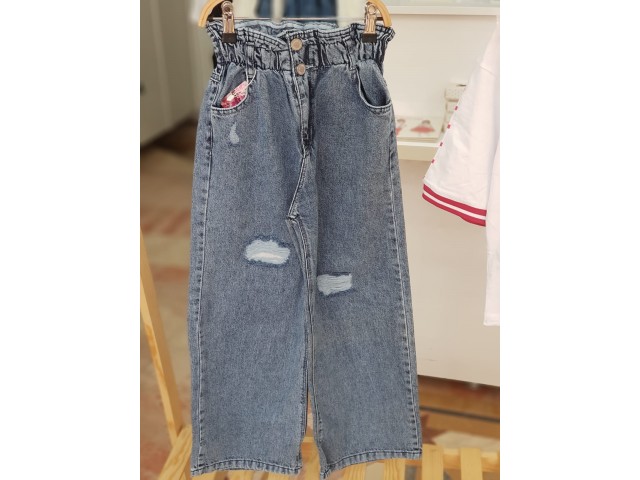 8-16 Yaş Kız Çocuk Yüksek Bel Denim Jean