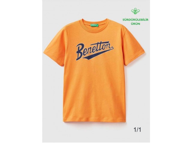 - 6-14 Yaş Erkek Çocuk Benetton Logolu Tshirt