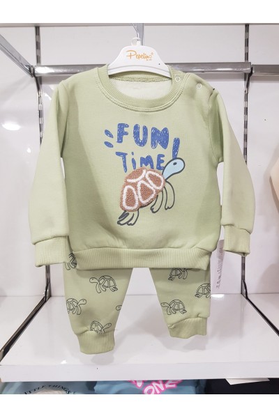 * 6-18 Ay Erkek Bebek Fun Time Şardonlu Takım - Mint