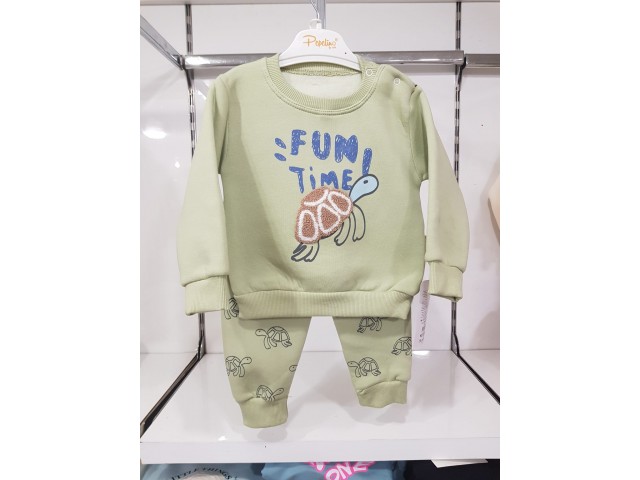 * 6-18 Ay Erkek Bebek Fun Time Şardonlu Takım - Mint