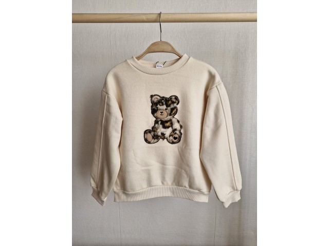 .5-9 Yaş Kız Çocuk Leopar Teddy Detaylı Sweat 