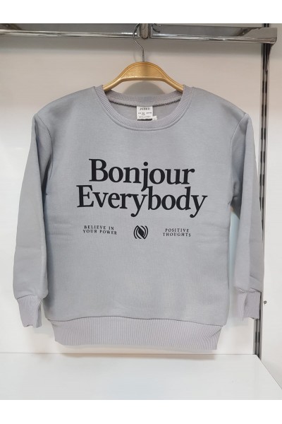 * 5-12 Yaş Erkek Çocuk Bonjour Sweat - Gri