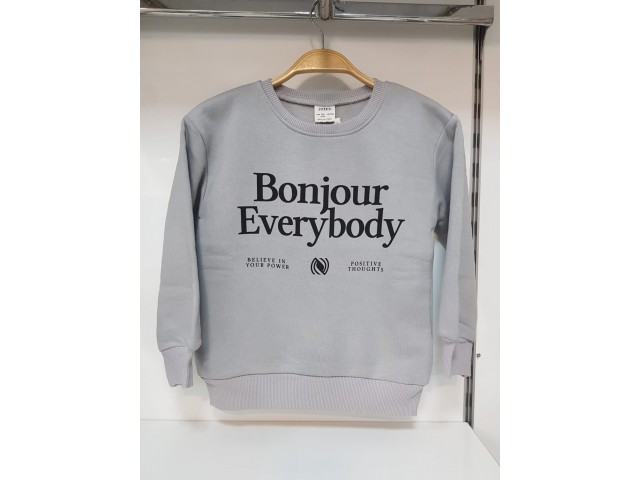 * 5-12 Yaş Erkek Çocuk Bonjour Sweat - Gri