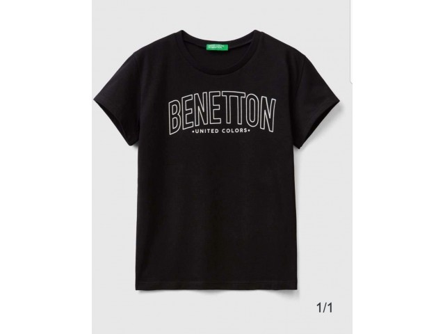 4-14 Yaş Erkek Çocuk Benetton Yazı Baskılı tshirt