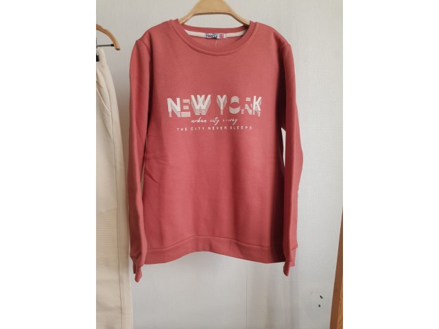 * 9-14 Yaş Erkek Çocuk New York Sweat - Mercan 