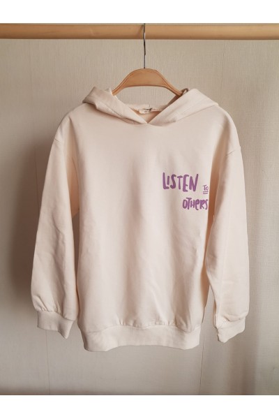 * 8-14 Yaş Erkek Çocuk Baskılı Listen Sweatshirt