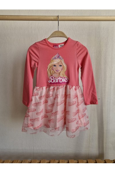 .3-7 Yaş Kız Çocuk Barbie Elbise - Pembe 