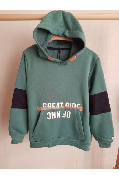 * 5-16 Yaş Erkek Çocuk Kanguru Cepli Kapüşonlu Sweatshirt